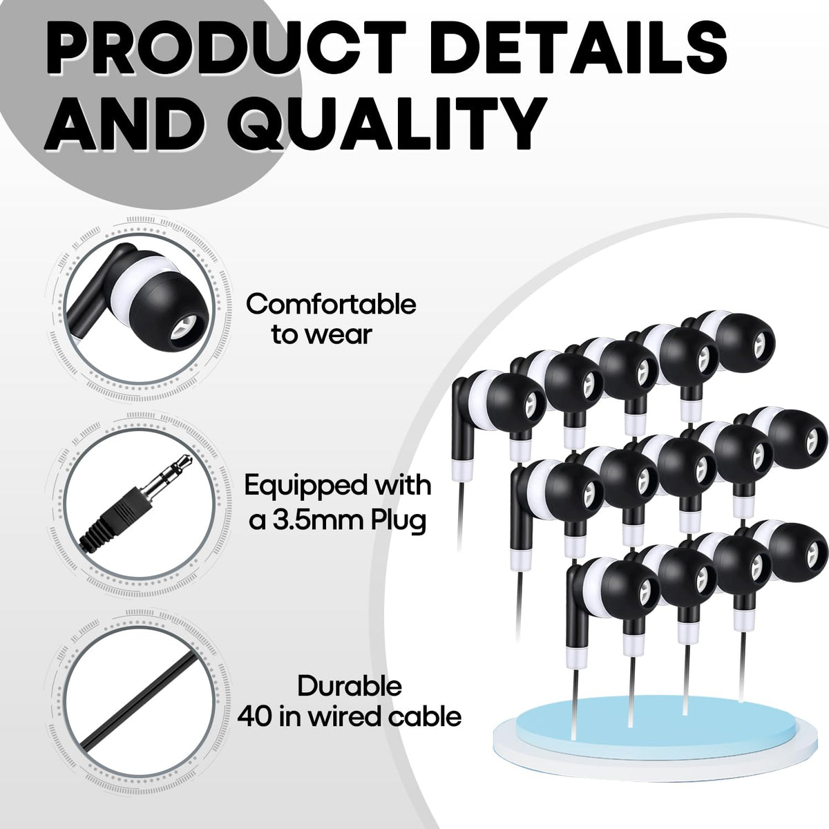 MKDTNJT wired earbuds no mic, perfect for quiet listening.