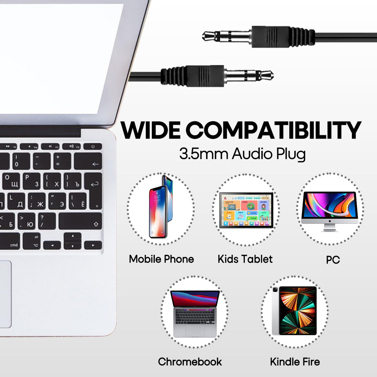 MKDTNJT durable PVC cable earbuds, 1 meter length for flexible seating.