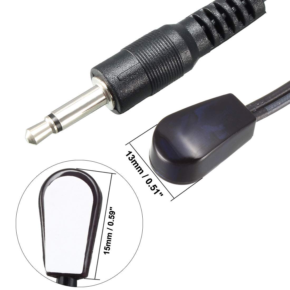 Mlxkell IR emitter cable at 45° emission angle improves placement for reliable IR reception.