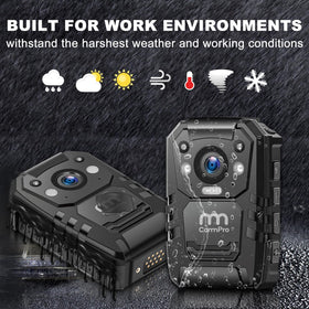 MM CAMMPRO I826 long battery life suitable for extended on-duty recording.