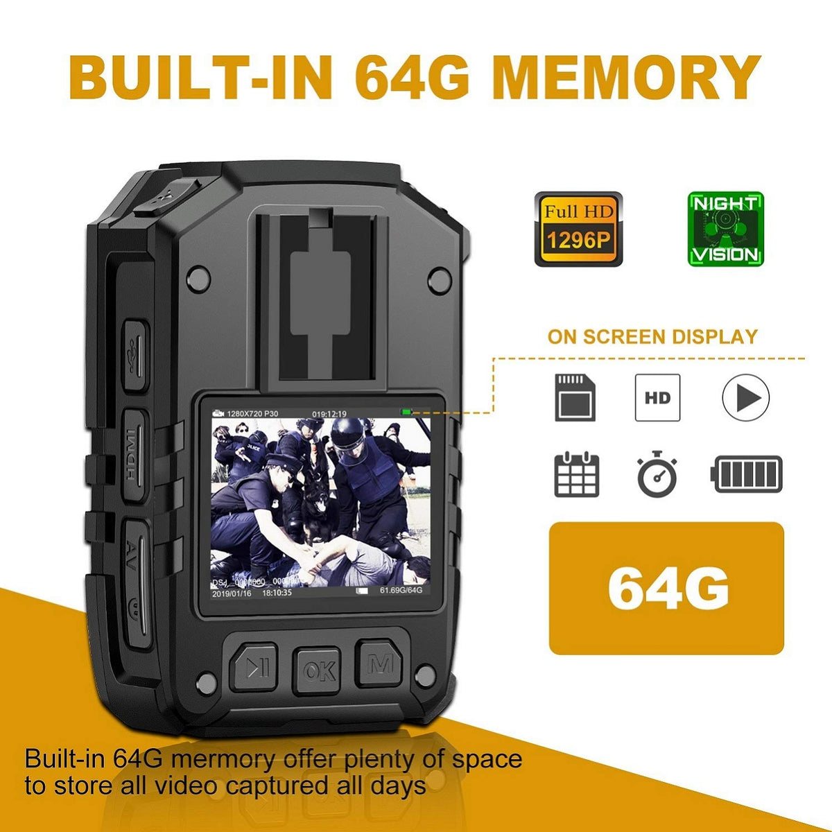 MM CAMMPRO I826 with 64GB memory for hours of recording.