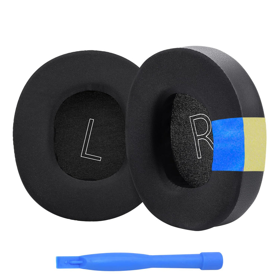 MMOBIEL front view of black replacement earpads showing fit and finish benefit