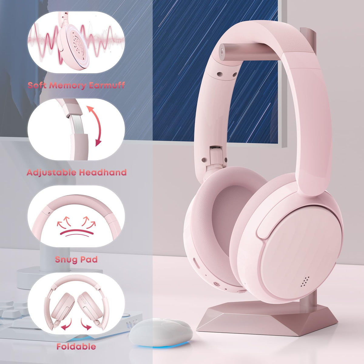 MMWOWARTS Bluetooth headphones 40mm-drivers deliver rich sound for media.