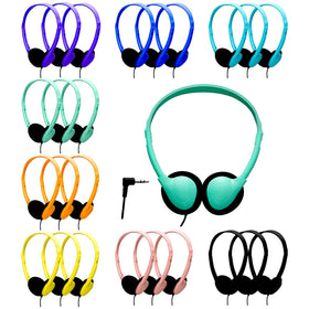 MNINEANDMORE 24-pack classroom headphones with adjustable headband for students.
