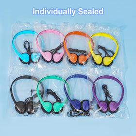 MNINEANDMORE individually sealed headphones for hygienic distribution in bulk.