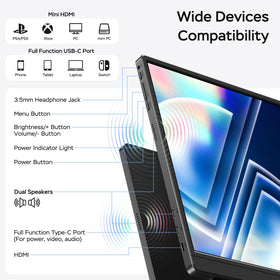MNN 173 portable monitor compatible with PS5, Xbox, and Switch for gaming