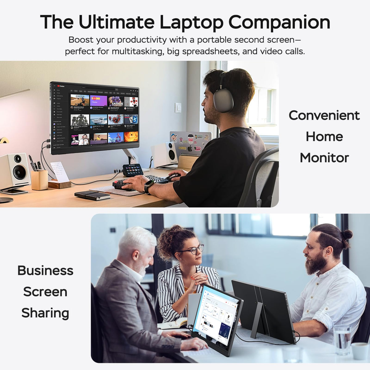 MNN 173 portable monitor travel setup in a compact workspace