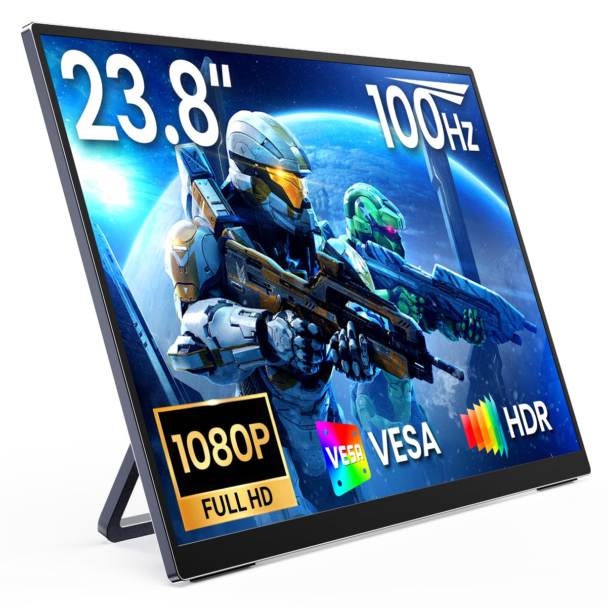 MNN 23.8-inch portable monitor front view with vivid colors and slim profile.