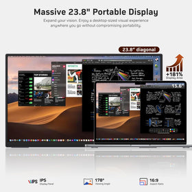 MNN 23.8-inch portable monitor metal body side view highlighting durable build.