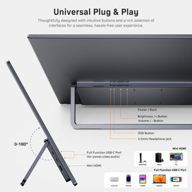 MNN 23.8-inch portable monitor multi-device compatibility with USB-C and HDMI.