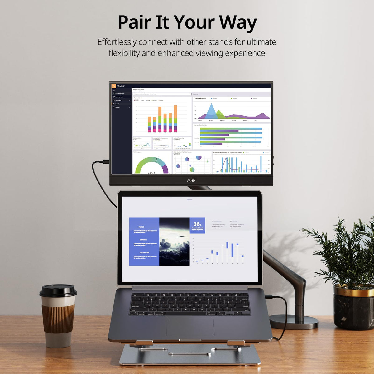 MNN in use as laptop extended monitor improving multitasking and productivity