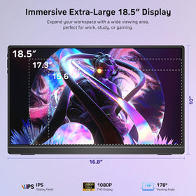 MNN monitor with built-in stand; adjustable angle for comfortable viewing.