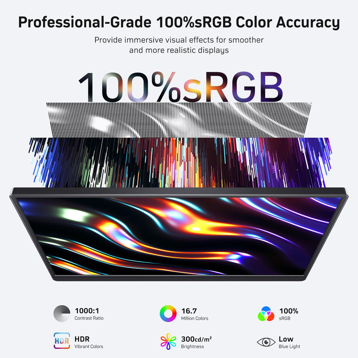 MNN 18.5-inch display connected via USB-C and HDMI for easy setup.