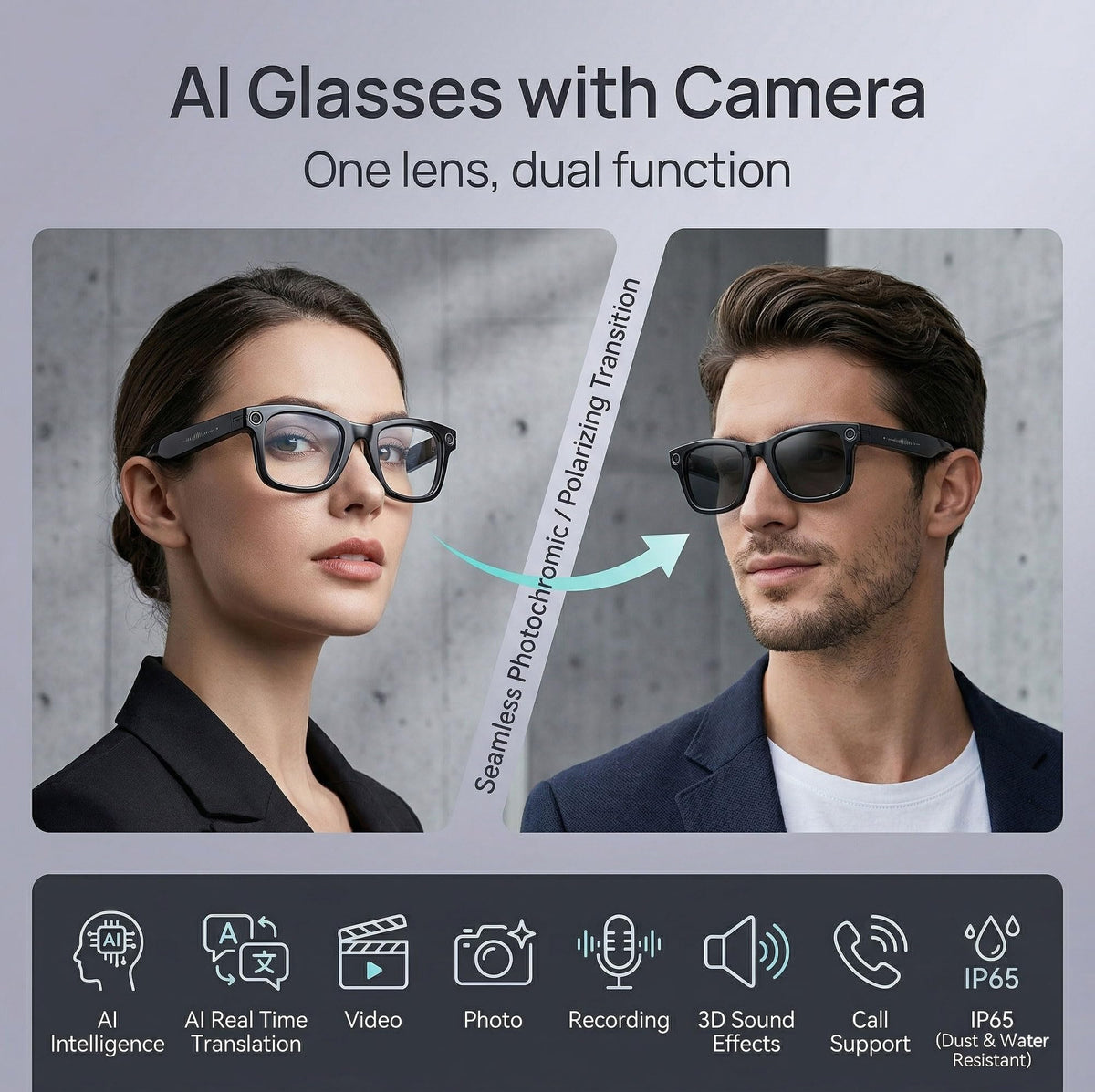 MNVOEQ 290mAh battery glasses designed for all‑day use