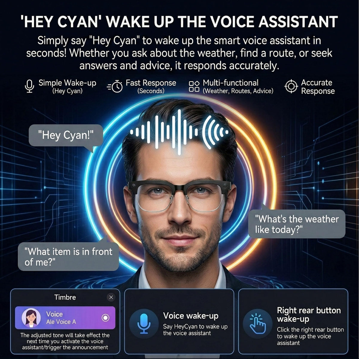 MNVOEQ AI glasses AI object recognition identifies scenes in real time.