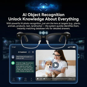 MNVOEQ AI glasses Bluetooth audio for seamless music and calls.