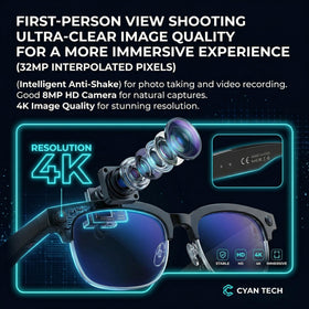 MNVOEQ AI glasses hands-free recording ideal for vlogs and outdoor adventures.