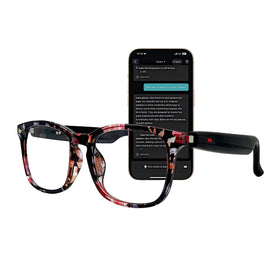 MNVOEQ front view showing minimalist frame and integrated electronics for stylish wear