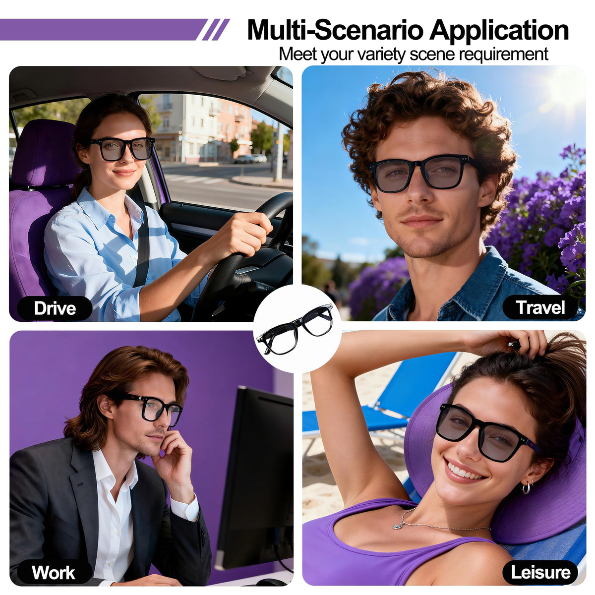 MNVOEQ Smart Glasses integrated microphone enables clear hands-free calls.