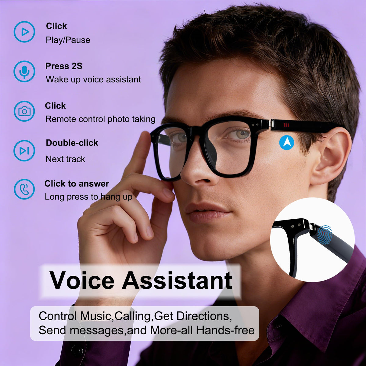 MNVOEQ Smart Glasses unisex design suitable for business and casual wear.