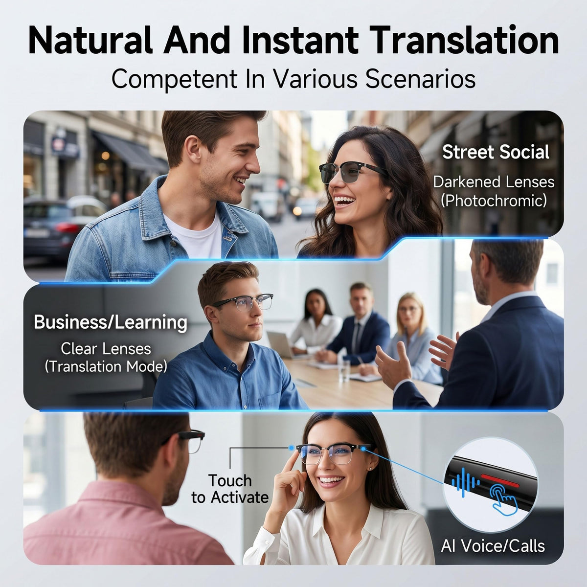 MNVOEQ travel ready translation glasses in action