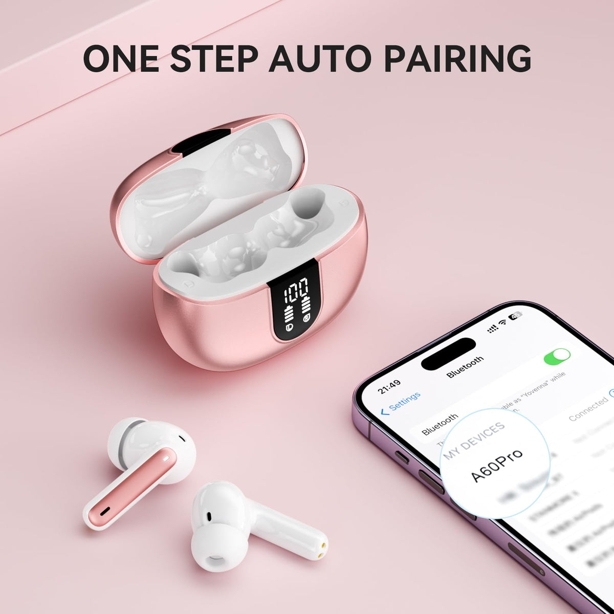 MoBadeety earbuds worn while running, demonstrates secure fit and sweat resistance
