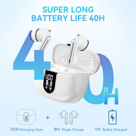 MoBadeety wireless earbuds LED display helps monitor battery while listening on the go