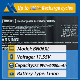 Mobik battery label closeup showing model BN06XL and compatibility for accurate fit
