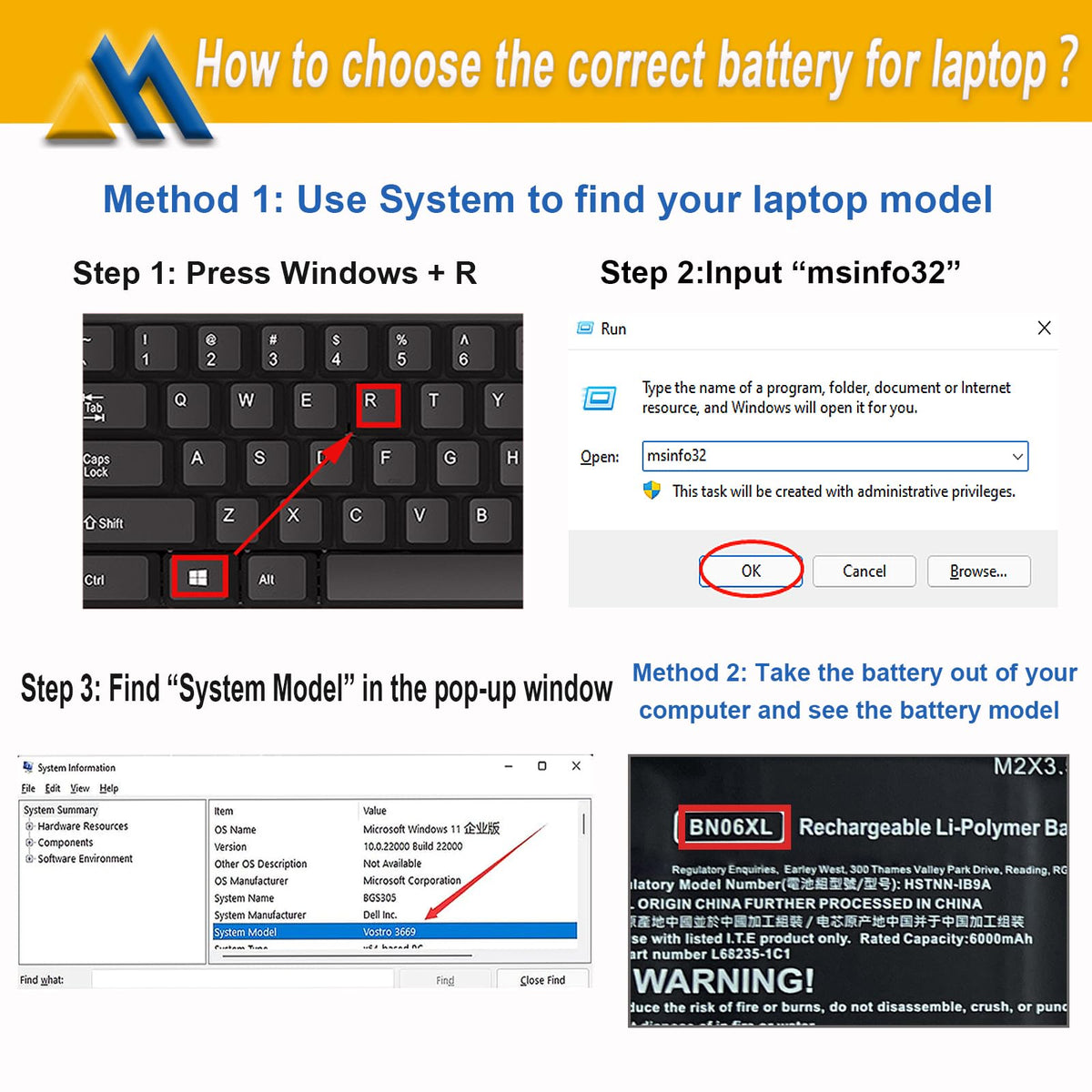 Mobik battery with included screwdrivers and accessories for simple user installation