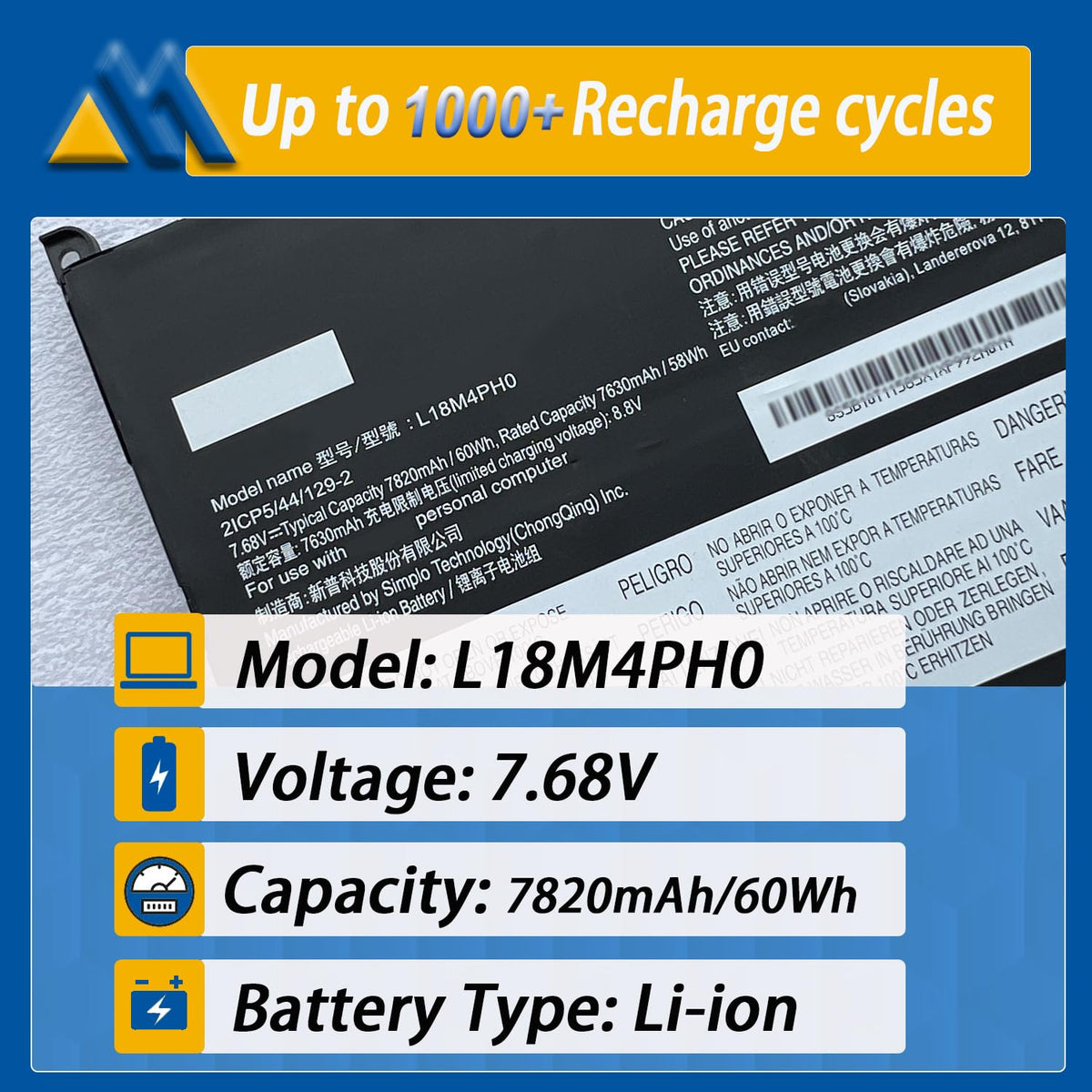 Mobik battery label close-up with model numbers and specifications for accurate fit