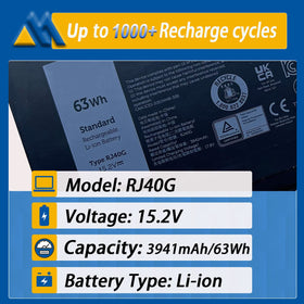 Mobik RJ40G label close-up showing voltage, capacity and part numbers for verification