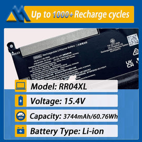 Mobik RR04XL top label closeup highlighting voltage and capacity