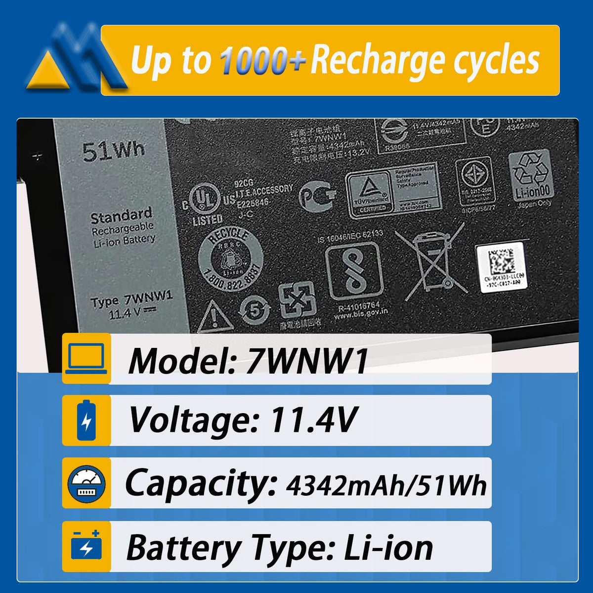 Mobik battery connector close-up ensuring secure Dell connection benefit