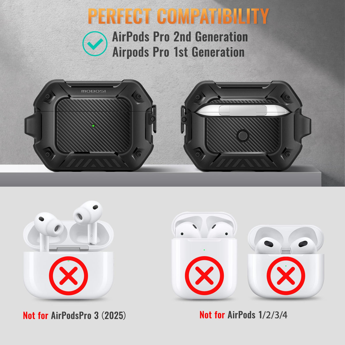 Mobosi dual-layer shockproof case for AirPods Pro protects against drops