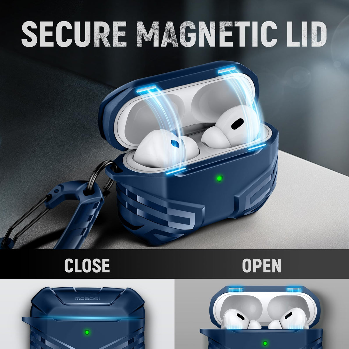 MOBOSI case in bright blue top view, robust protection
