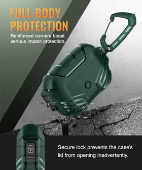 MOBOSI AirPods Pro 2 case lock side view, portable protection against drops.