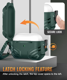 MOBOSI AirPods Pro 2 case with lock, top view shows reinforced protection on the go.