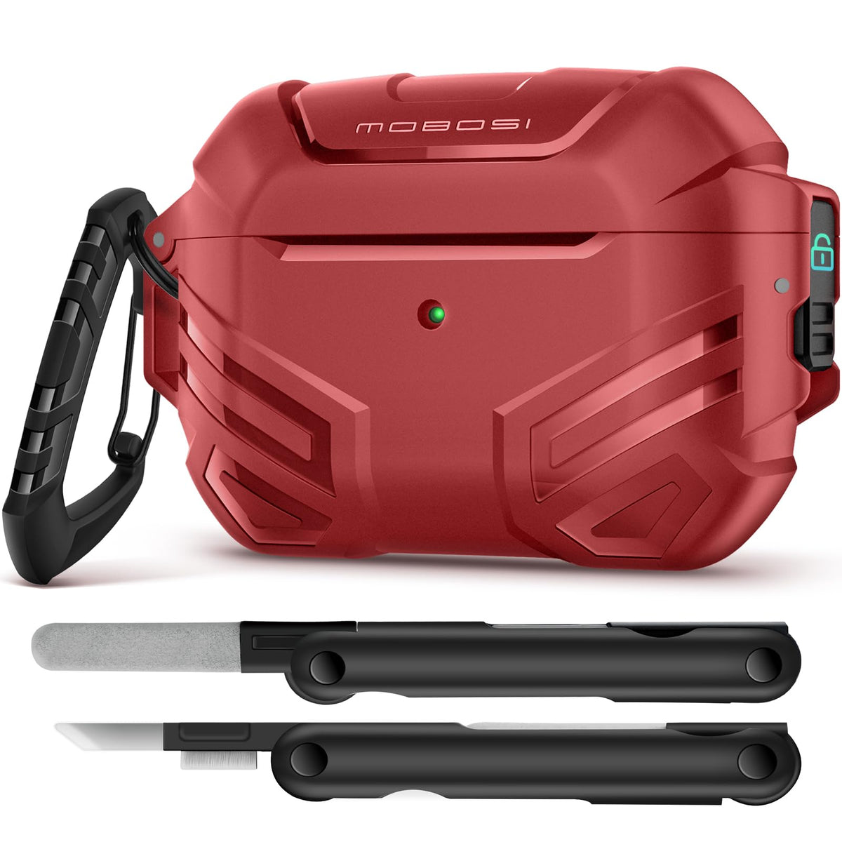 MOBOSI AirPods Pro 2 Case with Lock securing earbuds during activity