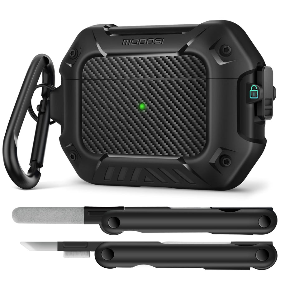 Mobosi AirPods Pro 2 case with magnetic lock showing secure lid