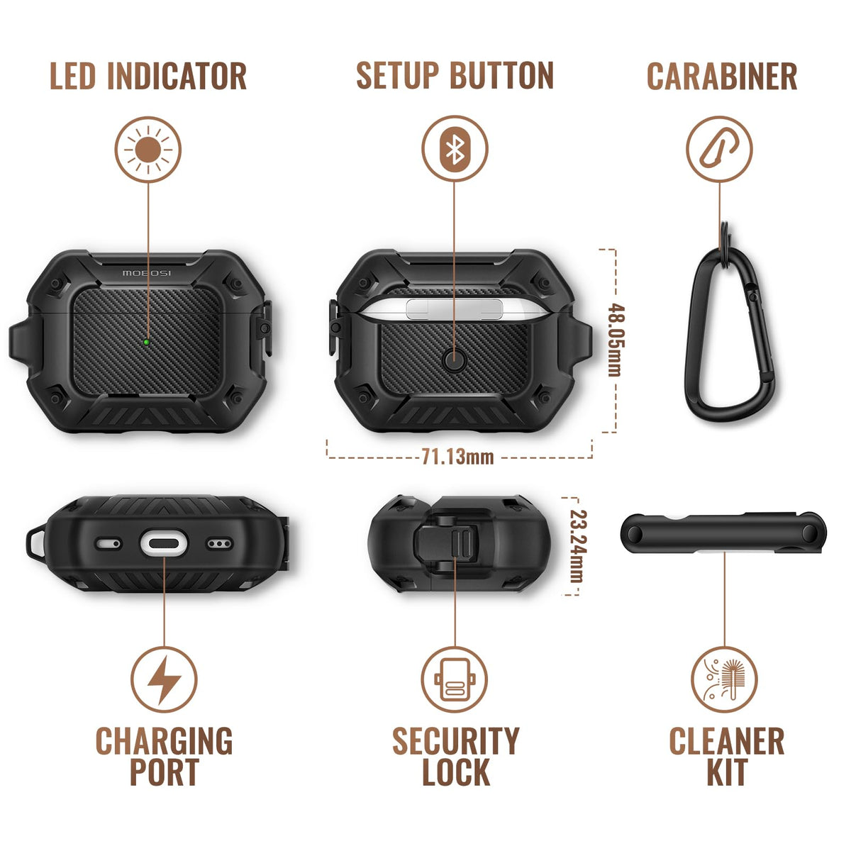 Mobosi case with carabiner attachment for on-the-go use