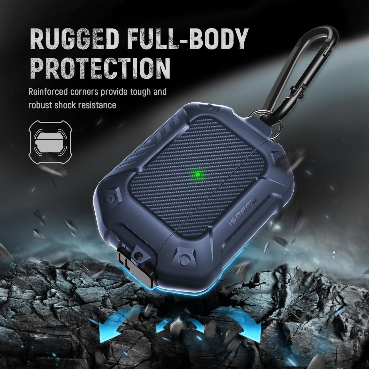 Mobosi AirPods Pro 2 case rugged protection guards against impacts.