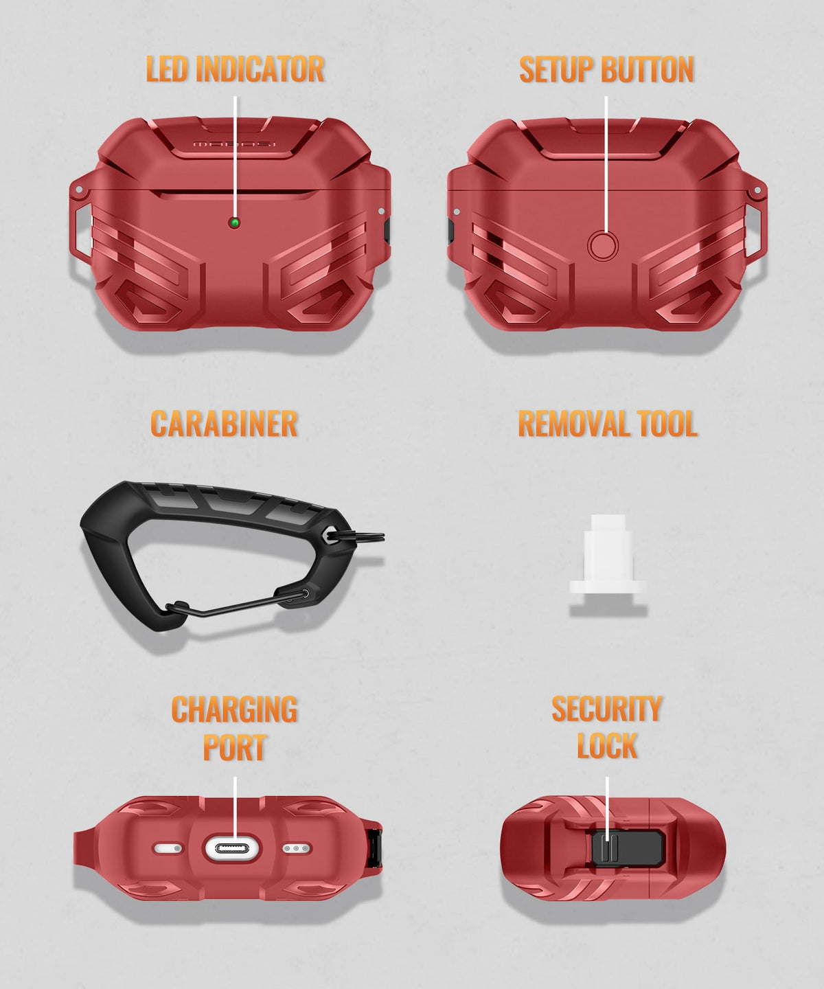 MOBOSI AirPods Pro 2 Case red color stands out