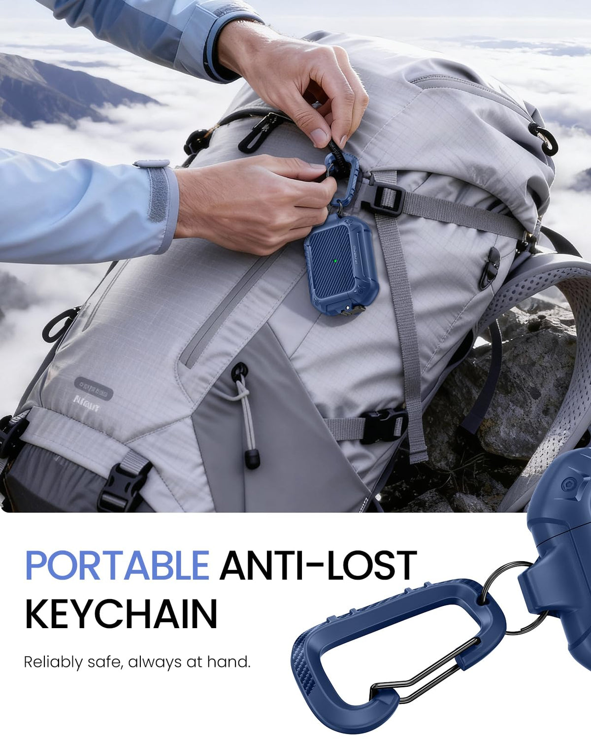 MOBOSI AirPods Pro 3 Case Blue, cleaning tool included for quick maintenance.