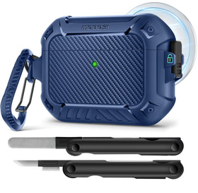 MOBOSI AirPods Pro 3 Case Blue, front view, rugged protection and MagSafe fit.