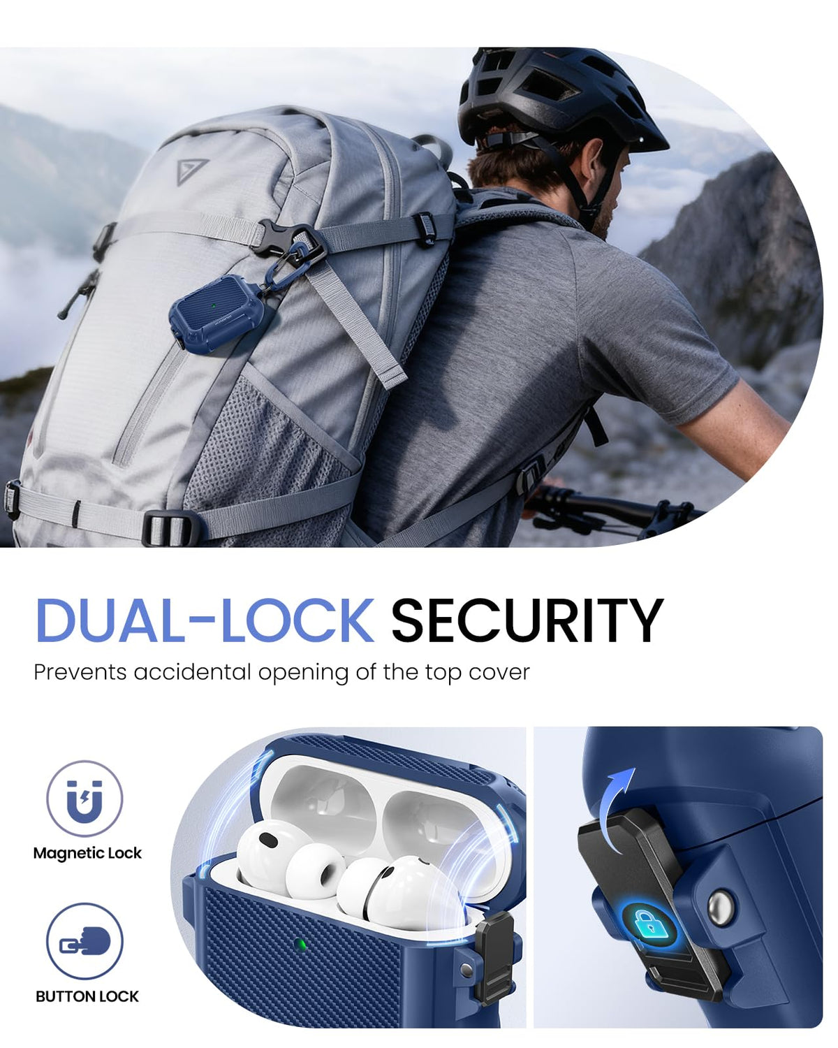 MOBOSI AirPods Pro 3 Case Blue, MagSafe-ready and wireless charging compatible.