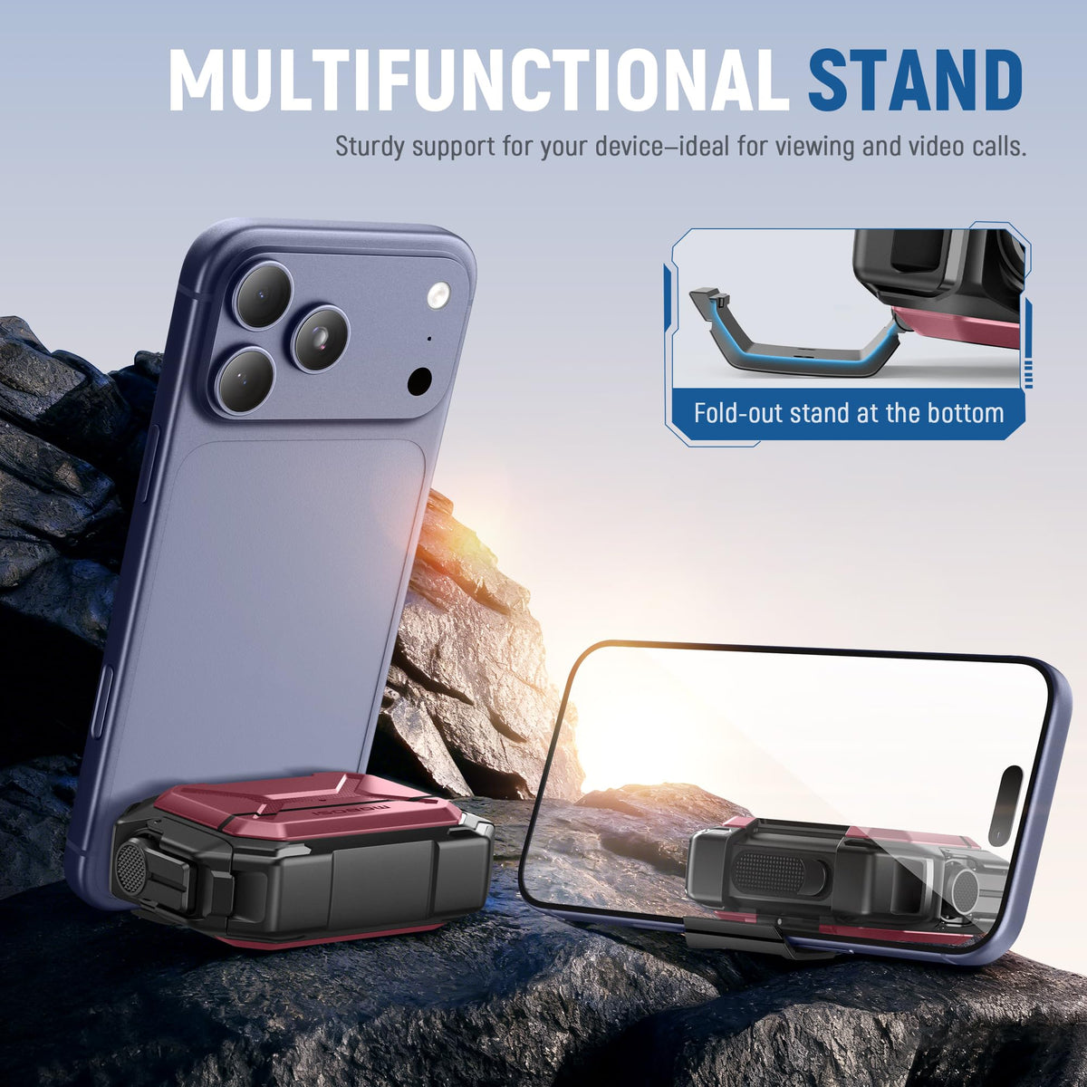 MOBOSI AirPods Pro 3 case with carabiner for secure attachment on bags.
