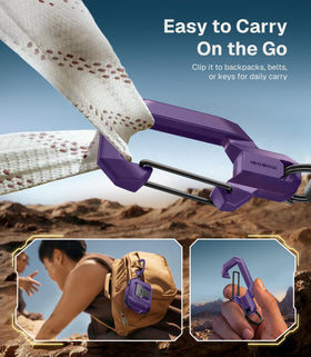 MOBOSI case with carabiner for easy carry and attachment.