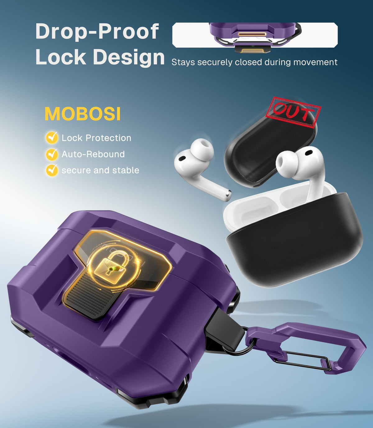 MOBOSI cleaning kit included for quick, thorough earbud maintenance.