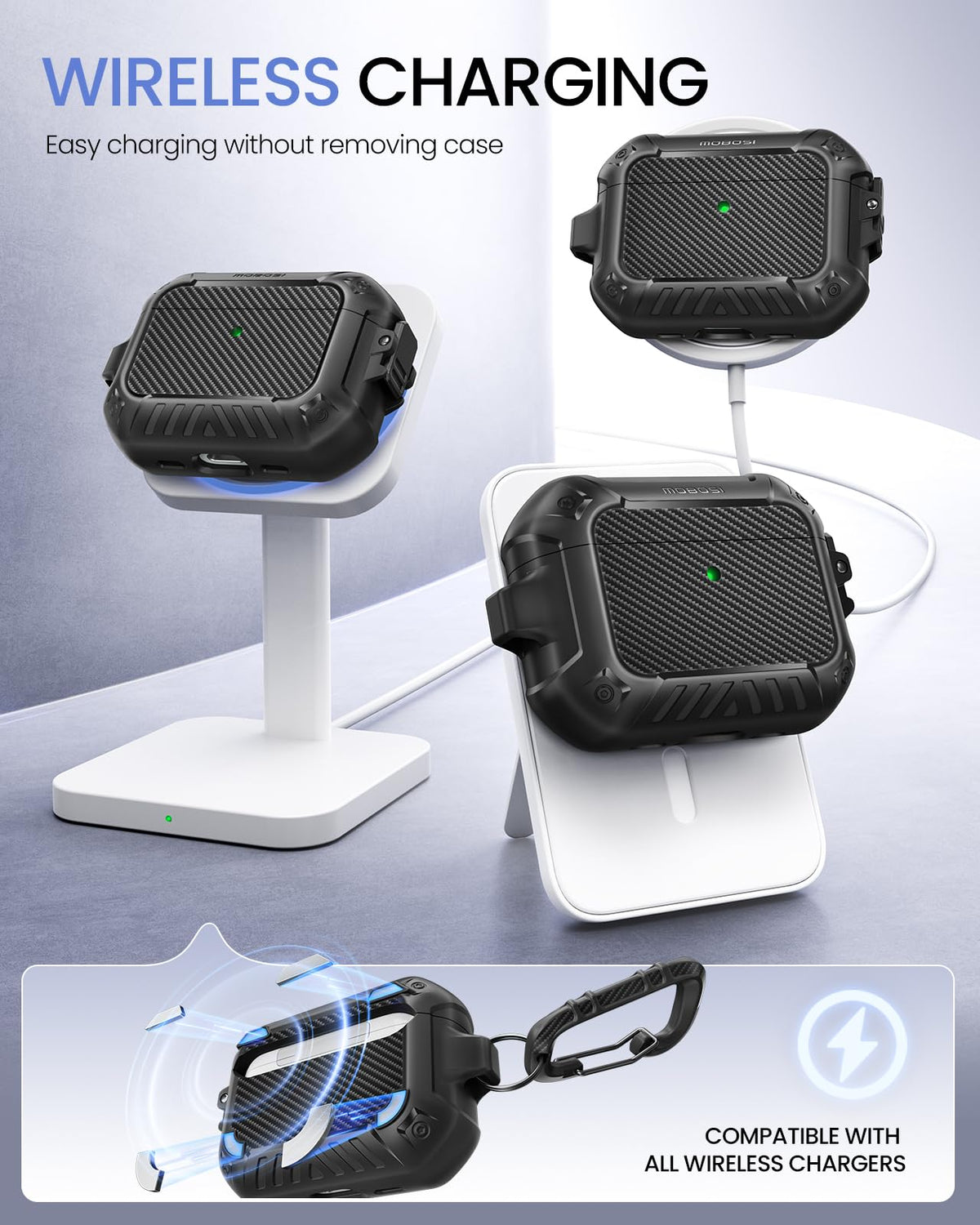 Cleaning tool included for quick maintenance of MOBOSI case