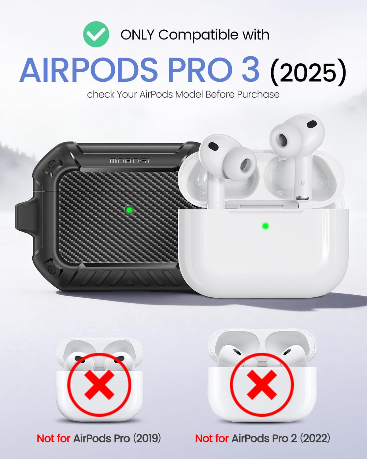Dual-layer shockproof MOBOSI case protecting AirPods Pro 3 charging case